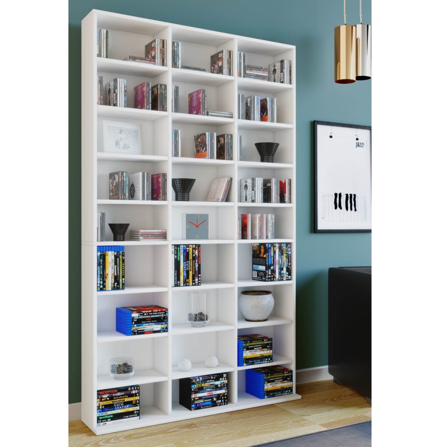 Megosa Maxi bokhylle, m. 24 hyller - hvitt tre