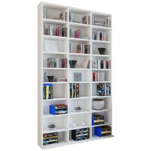 Megosa Maxi reol, m. 24 hylder - hvid tr (H:182,8cm x 102cm x 23cm)