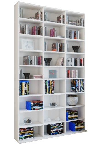 Megosa Maxi bokhylle, m. 24 hyller - hvitt tre