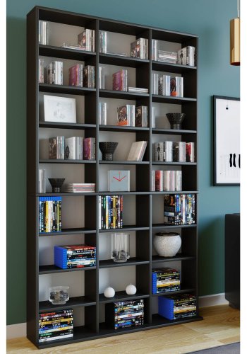 Megosa Maxi bokhylle, m. 24 hyller - svart tre