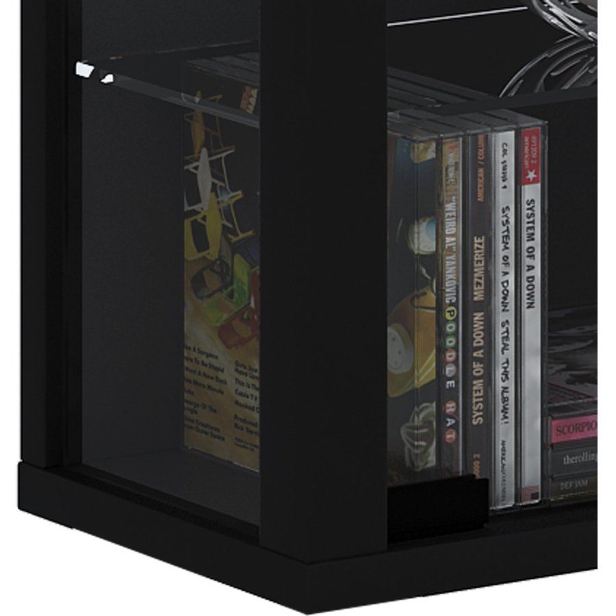 VitLight rosa Maxi veggskap med LED, m. 2 drer og 8 hyller - glass og sort tre