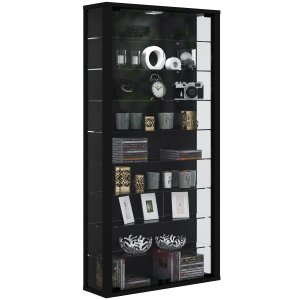 VCM NORDIC VitLight pink Maxi vggskp utan LED, med 2 luckor och 8 hyllplan - glas och svart tr