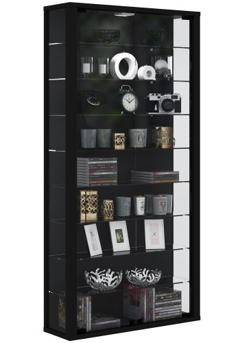 VitLight rosa Maxi veggskap uten LED, m. 2 drer og 8 hyller - glass og sort tre