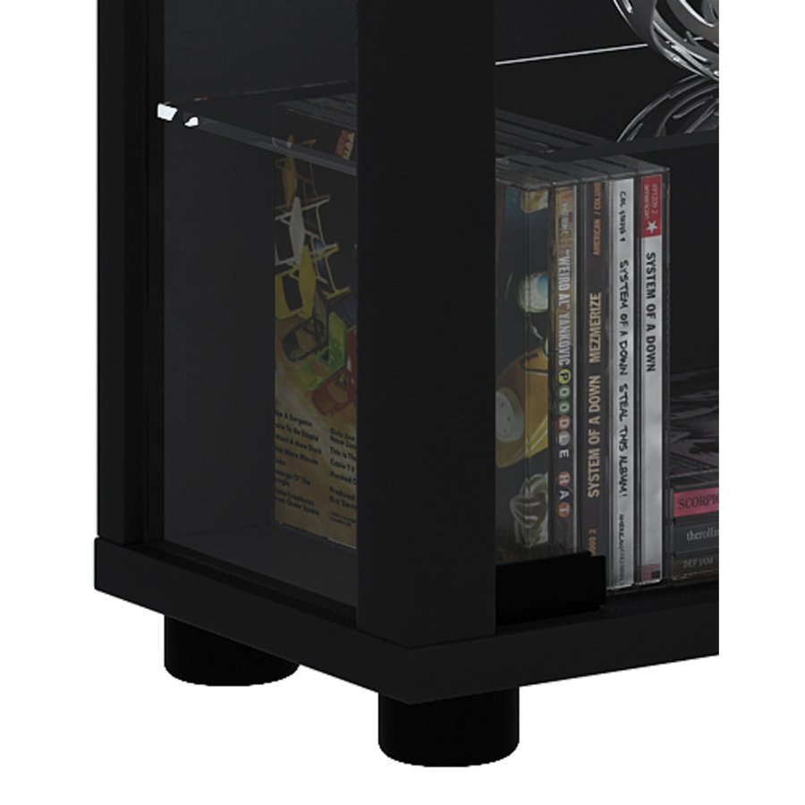 Lumo Maxi skab uden LED, m. 2 låger og 8 hylder - glas og sort træ