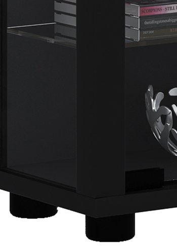 Lumo Minischrank mit LED, m. 2 Türen und 8 Einlegeböden - Glas und schwarzes Holz