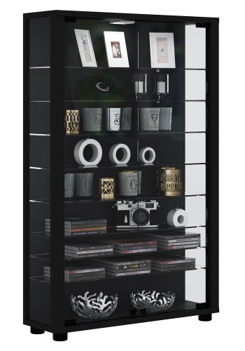 Lumo Mini skap uten LED, m. 2 drer og 8 hyller - glass og sort tre