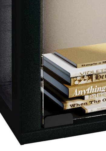 Udina Hängeschrank ohne LED, mit 2 Türen und 2 Einlegeböden – Glas und schwarzes Holz