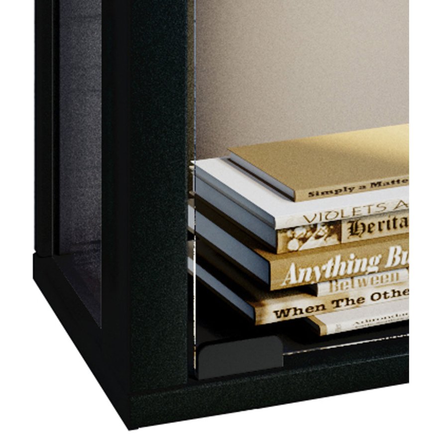 Udina Hängeschrank ohne LED, mit 2 Türen und 2 Einlegeböden – Glas und schwarzes Holz