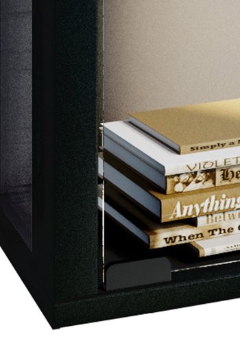 Udina Hngeschrank mit LED, m. 2 Tren und 2 Einlegebden - Glas und schwarzes Holz