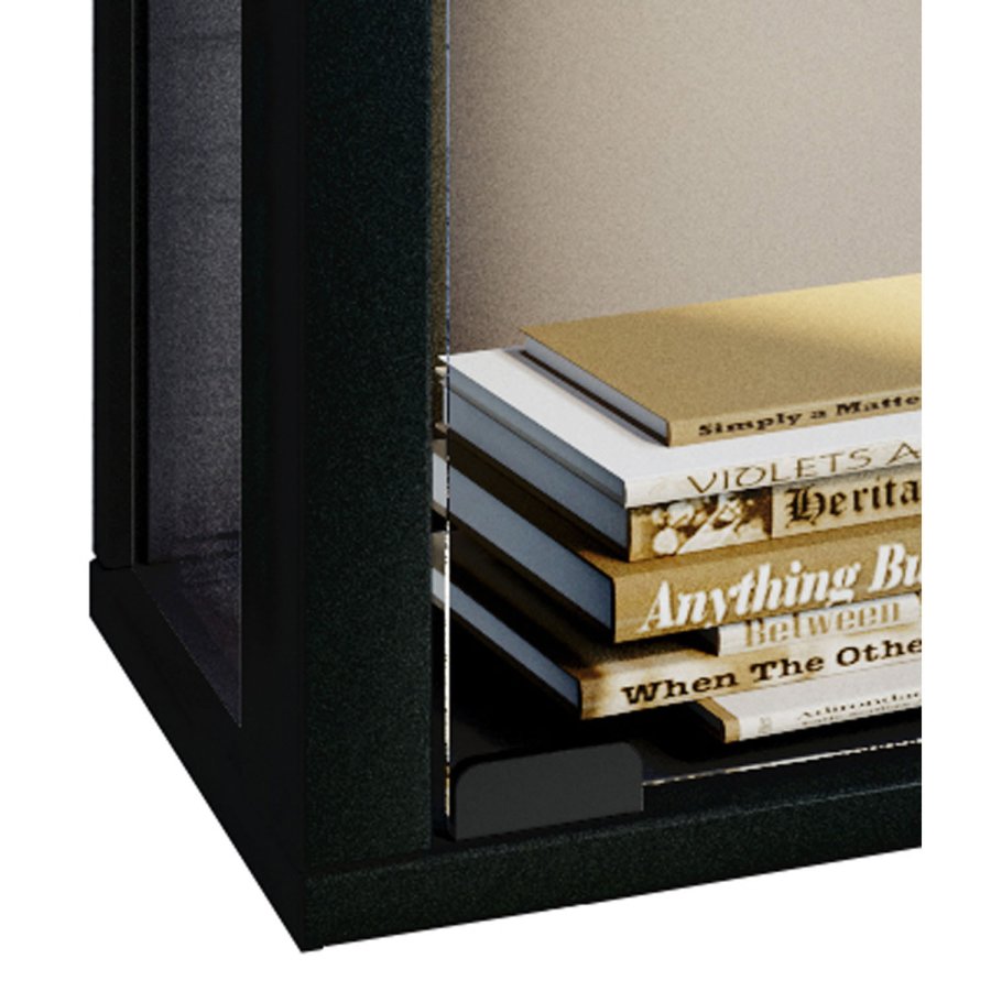 Udina Hngeschrank mit LED, m. 2 Tren und 2 Einlegebden - Glas und schwarzes Holz