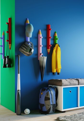 Stifto knagerkke, m. 3 knager - hvid tr