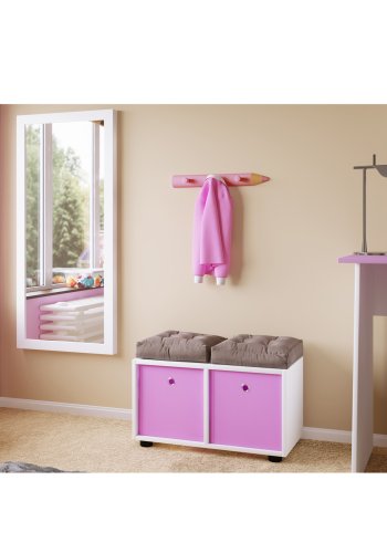 Stifto knagerkke, m. 3 knager - lyserd tr