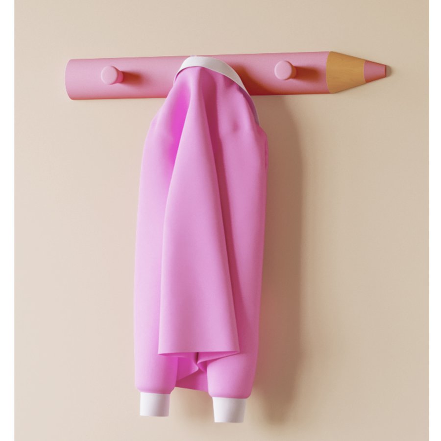 Stifto knagerkke, m. 3 knager - lyserd tr