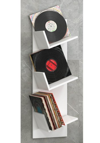 VCM NORDIC Sulda LP vägghylla, med plats för 100 LP-skivor - vitt trä