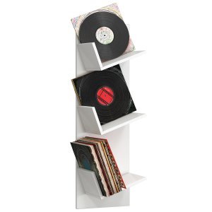 Sulda LP vegghylle, med plass til 100 LP-plater - hvitt tre