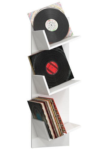 VCM NORDIC Sulda LP vägghylla, med plats för 100 LP-skivor - vitt trä