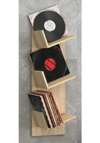 Sulda LP-Wandregal, mit Platz für 100 LPs - Naturholz
