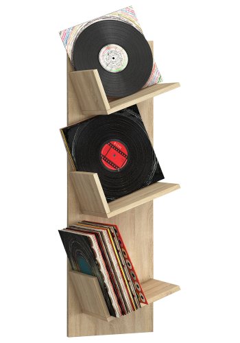 Sulda LP-Wandregal, mit Platz für 100 LPs - Naturholz