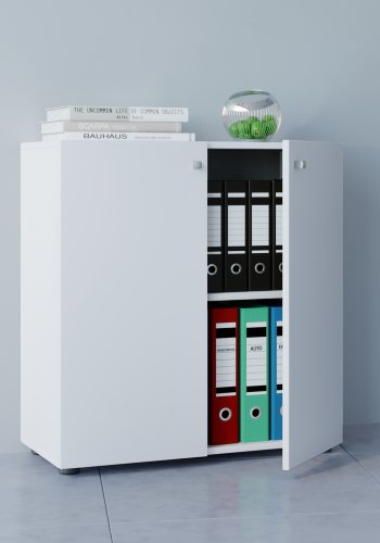 Vandol Minischrank, mit 2 Türen und 1 Regal - weißes Holz