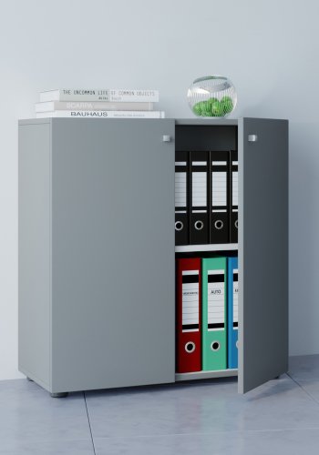 Vandol Minischrank mit 2 Türen und 1 Regal - graues Holz