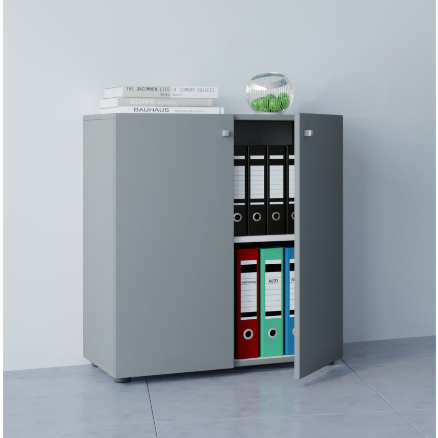 Vandol Minischrank mit 2 Türen und 1 Regal - graues Holz