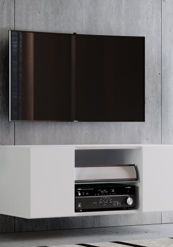 Jusa 95 TV-veggskap, m. 2 drer og 1 hylle - glass og hvitt tre