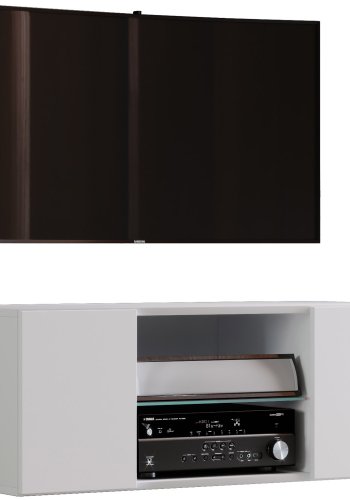 Jusa 95 TV-veggskap, m. 2 drer og 1 hylle - glass og hvitt tre