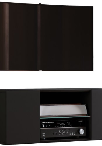 Jusa 95 TV-bord, m. 2 drer og 1 hylle - glass og sort tre