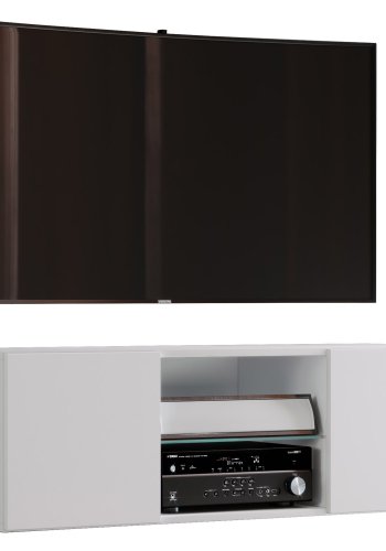 Jusa 115 TV-veggskap, m. 2 drer og 1 hylle - glass og hvitt tre