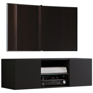 Jusa 115 TV-vgskab, m. 2 lger og 1 hylde - glas og sort tr