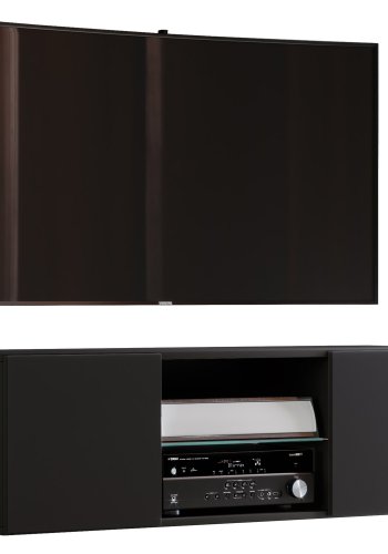 Jusa 115 TV-veggskap, m. 2 drer og 1 hylle - glass og sort tre