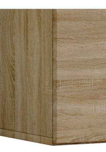 Jusa 115 TV-veggskap, m. 2 drer og 1 hylle - glass og naturlig tre