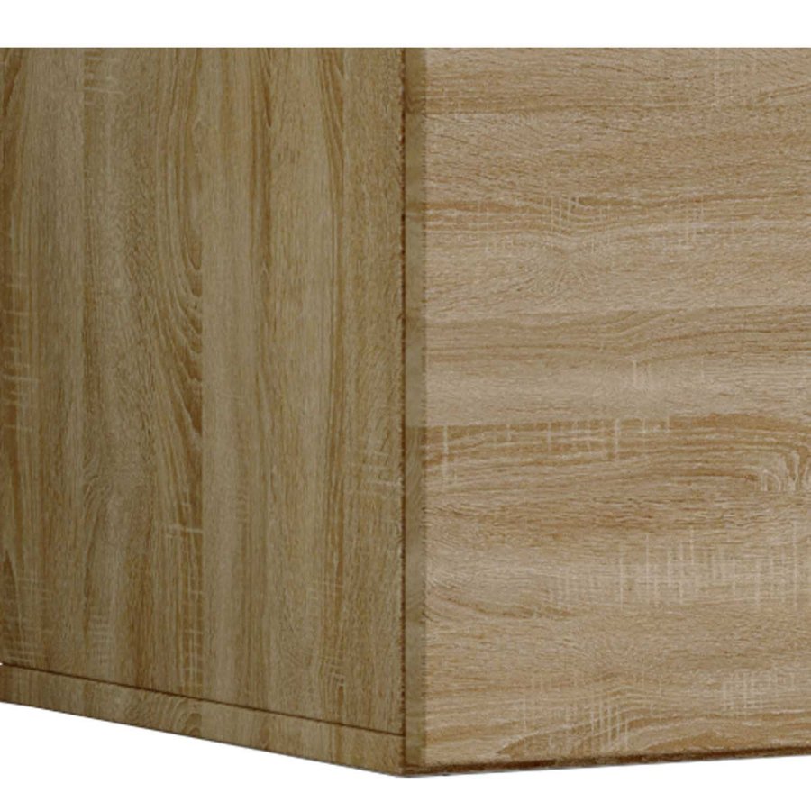 Jusa 115 TV-veggskap, m. 2 drer og 1 hylle - glass og naturlig tre