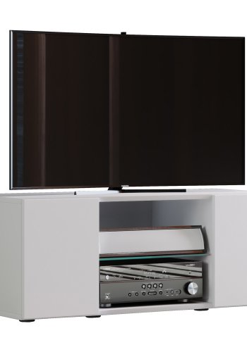 Lowina 95 TV-bord, m. 2 drer og 1 hylle - glass og hvitt tre