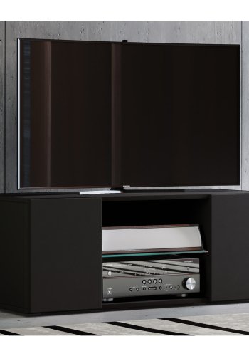 Lowina 95 TV-bord, m. 2 drer og en hylle - glass og sort tre