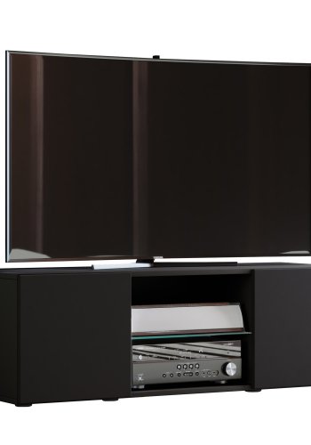 Lowina 115 TV-bord, m. 2 drer og 1 hylle - glass og sort tre