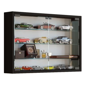 VCM NORDIC Mandosa M vggskp, med 2 luckor och 3 hyllplan - glas och svart tr