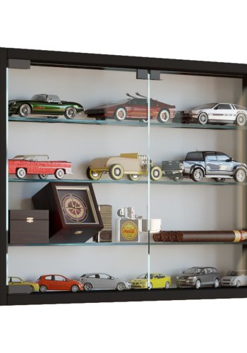 Mandosa M vgskab, m. 2 lger og 3 hylder - glas og sort tr