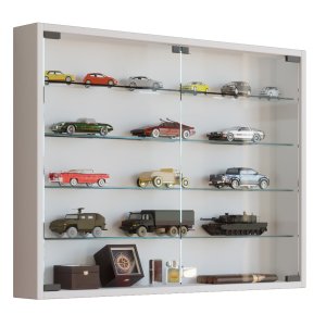 Mandosa L veggskap, m. 2 drer og 4 hyller - glass og hvitt tre