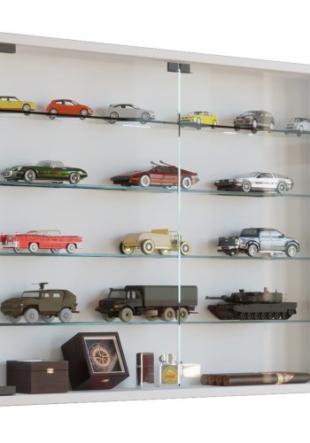 Mandosa L veggskap, m. 2 drer og 4 hyller - glass og hvitt tre