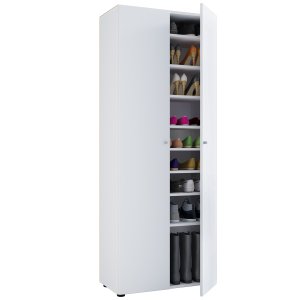 Vandol I skoskab, m. 2 lger og 8 hylder - hvid tr