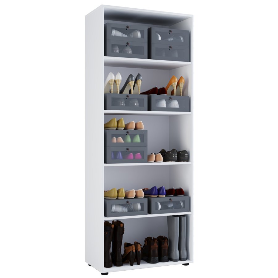 Vandol I skoskab, m. 4 hylder - hvid tr