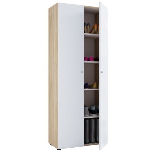 Vandol I skoskab, m. 2 lger og 4 hylder - hvid og natur tr