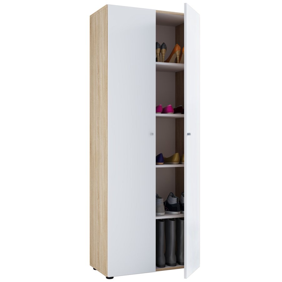 Vandol I skoskab, m. 2 lger og 4 hylder - hvid og natur tr