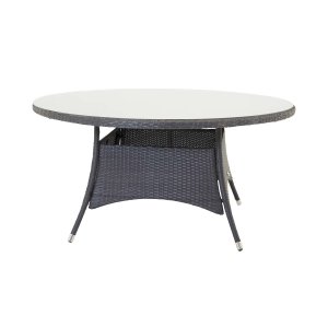 VENTURE DESIGN rund Volta havebord - glas og sort aluminium (150)