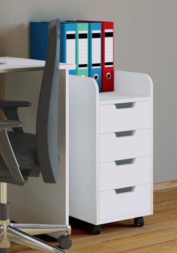 Konal Mini skuffeseksjon, m. 4 skuffer - hvitt tre