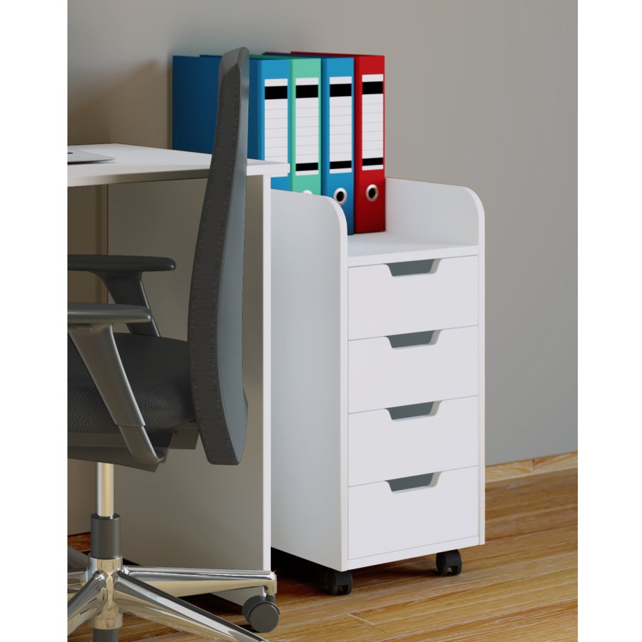 Konal Mini skuffeseksjon, m. 4 skuffer - hvitt tre