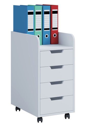 Konal Mini skuffeseksjon, m. 4 skuffer - hvitt tre