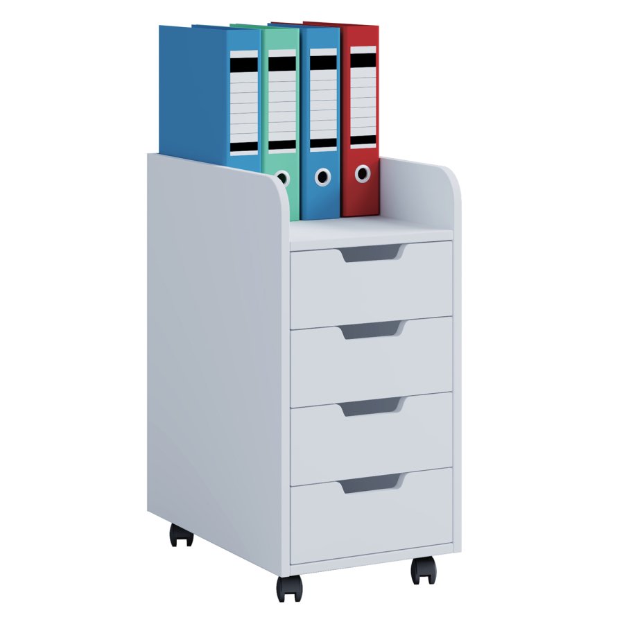 Konal Mini skuffeseksjon, m. 4 skuffer - hvitt tre