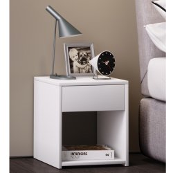Sledo Mini sengebord, m. skuffe og hylde - hvid tr�
